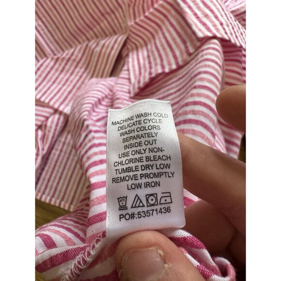 WOMAN WITHIN Pink Plaid Short Sleeve Shirt Size 5X Button‎ Down Cotton 38/40 - Picture 8 of 9